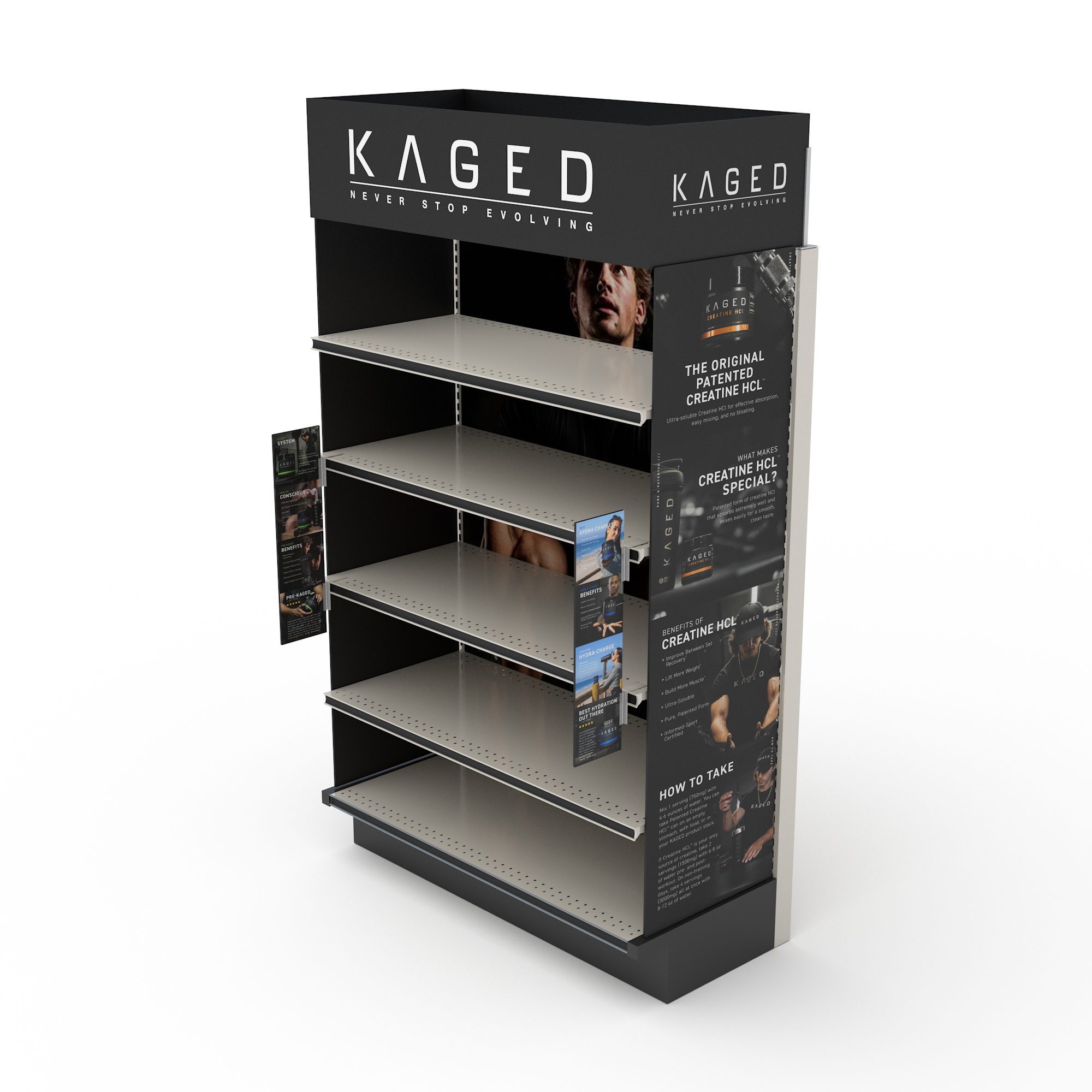 KAGED — branded endcap render